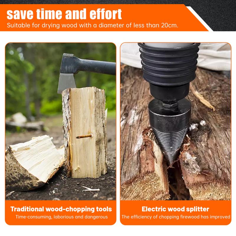 Firewood Splitter,32mm Firewood Splitting Bits,Simple Firewood Splitter,Heavy-Duty Electric Drill Bits,Detachable Screwdrivers,Suitable for Impact Drills,Electric Hammers,Hand Drills (Round + Square + Hexagonal).