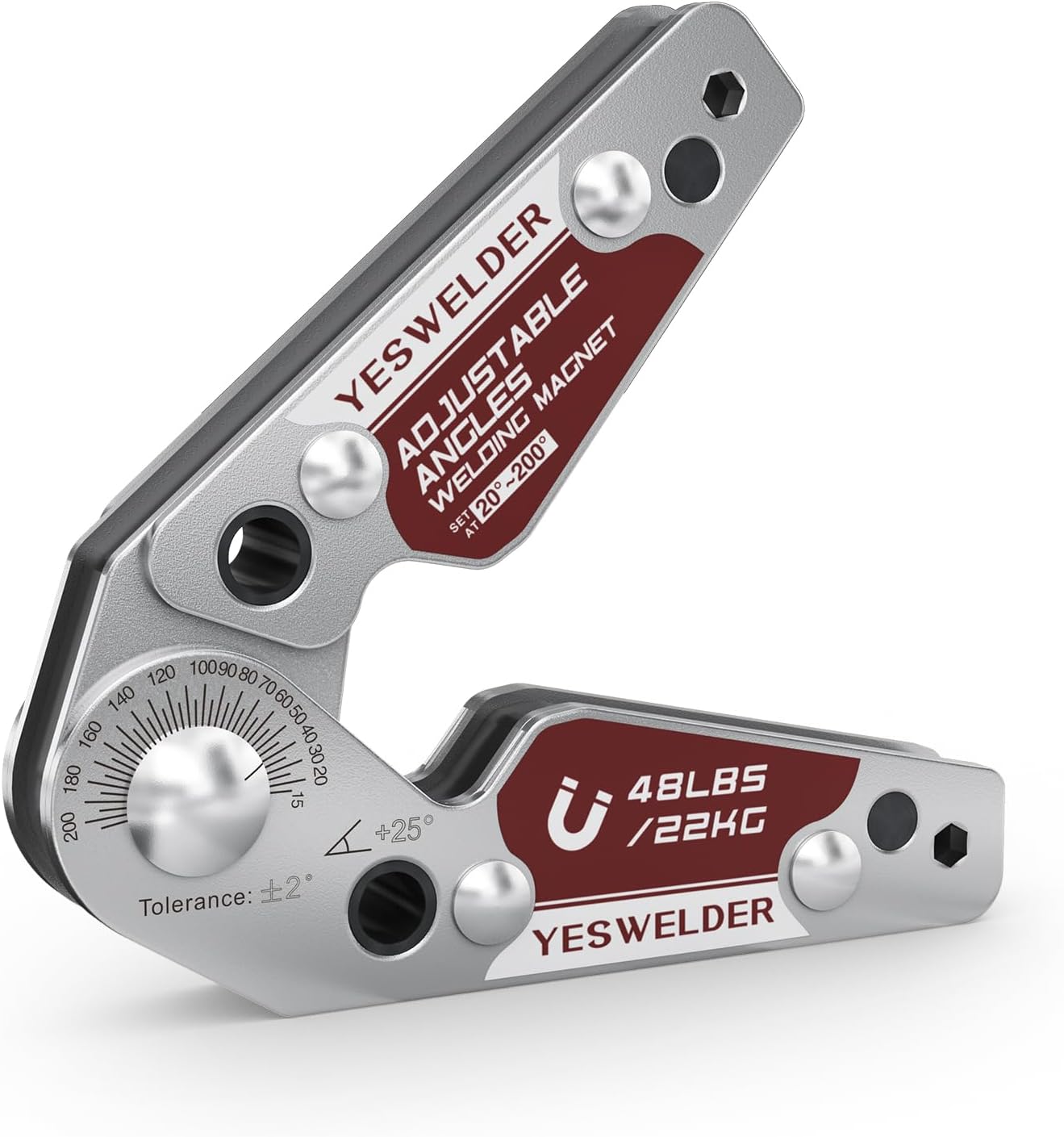 Adjustable Angle Welding Magnet 20-200° Magnetic Welding Holder of 48LBs Holding Power Welding Accessory