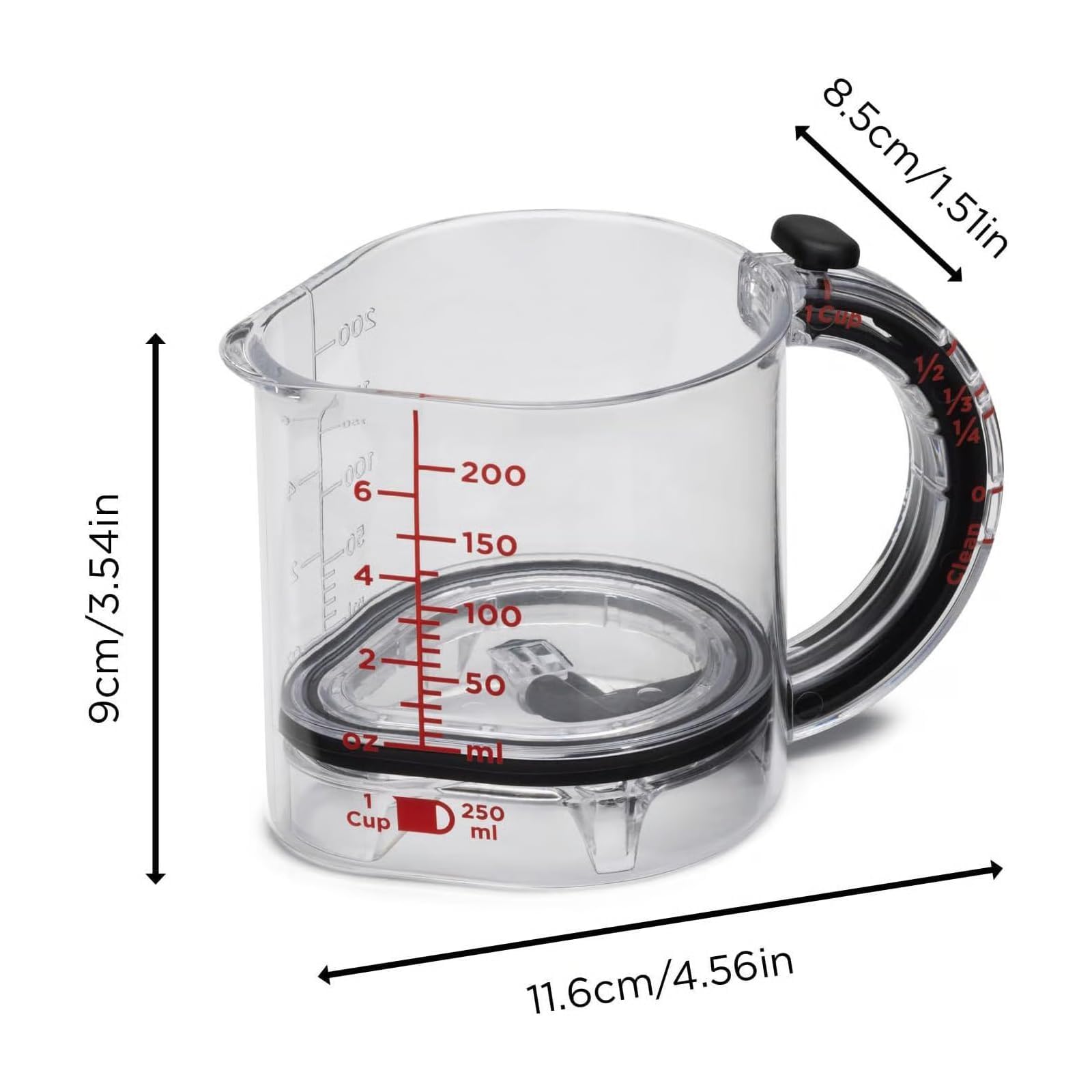 All-in-1 Adjustable Measuring Cup, 4 in 1 Adjustable Measuring Cup, No Waste DesignAdjustable, Multi-functional MeasuringCup with Seal Base, Easy to Clean, Push-In Measurings Cups