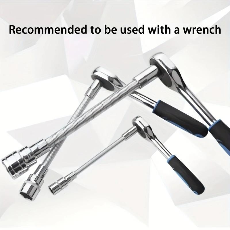 Product Introduction of Universal&nbsp;Heavy Duty Electric Wrench Socket, 3 Counts Bendable Flexible Shaft, Extension Rod & Force Connecting Rod For Home, Car & Office, Repair Socket Wrench Tools 11
