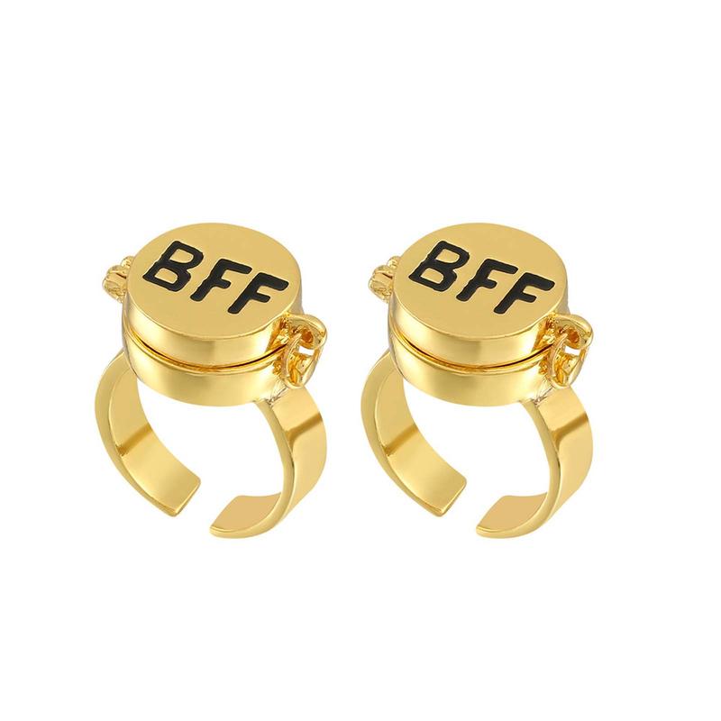 Openable rotating friendship ring BFF letter cute magnetic buckle ring for girlfriend and good friend jewelry gift