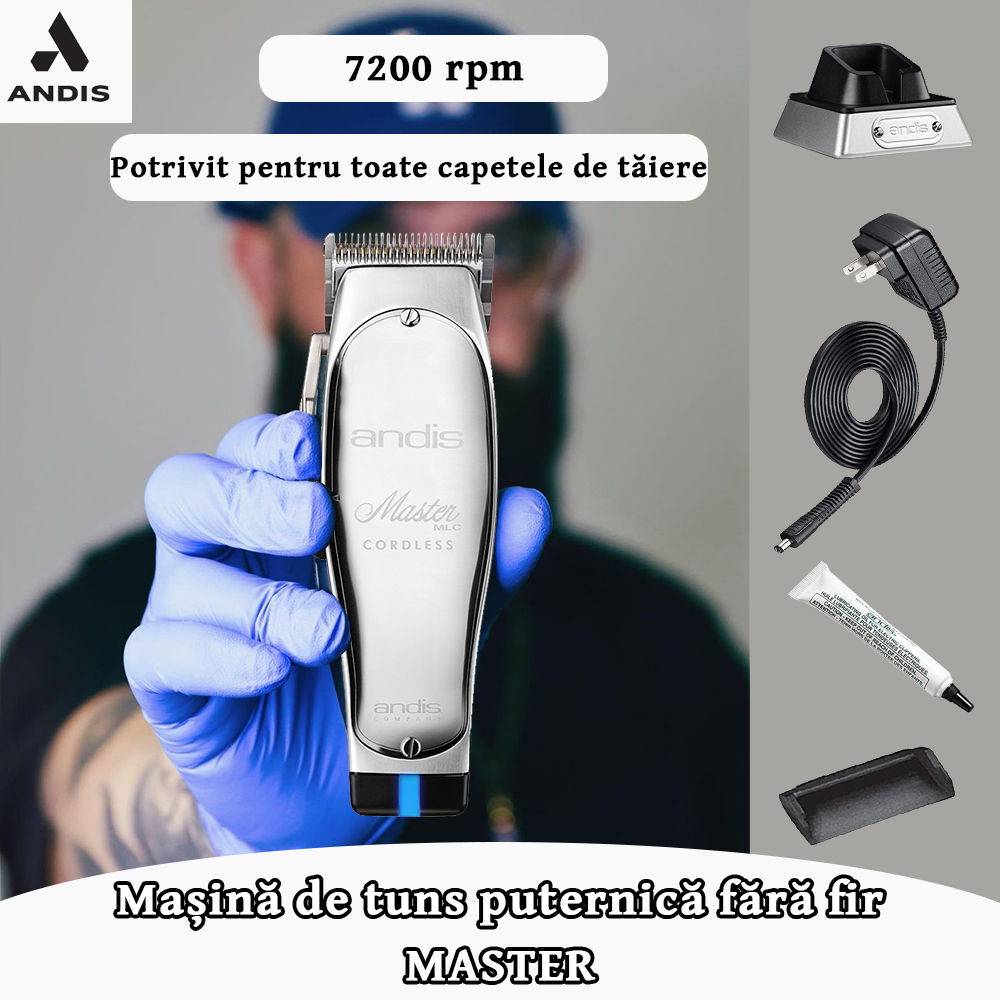 Mașină de tuns fără fir MASTER retro cu cap ulei de mare putere