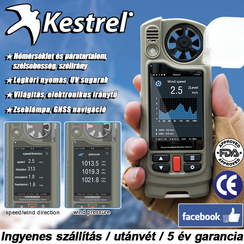  Kestrel hordozható időjárásmérő (szélmérés/eltérés számítás) 50% kedvezmény korlátozott ideig