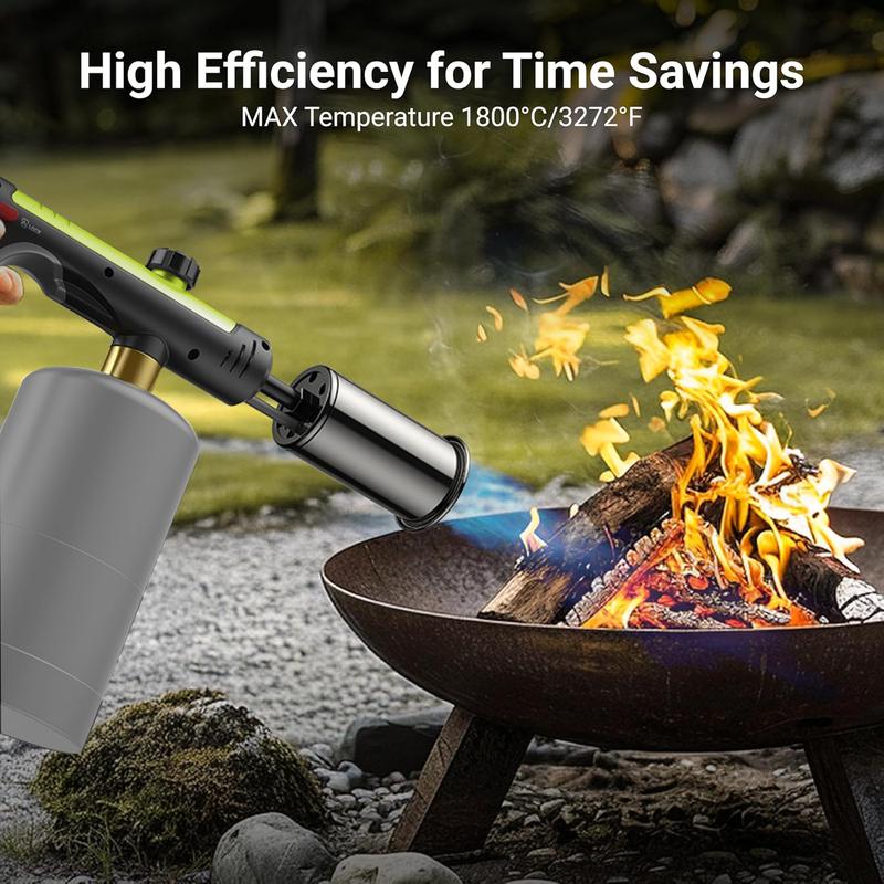 Powerful Propane Torch(Propane Tank Not Included),With One-Touch Max Fire Button and Safety Lock, Adjustable Blow Torch for Sous Vide Searing Steak, BBQ, Cooking,Grill, Campfire, Fireplace,Charcoal Wood