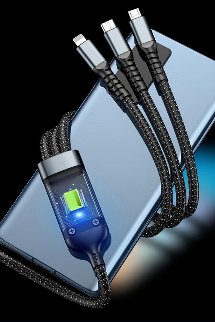 Buy 1 Get 1 Free🔥Transparent Luminous Super Fast Charging 3-in-1 Data Cable
