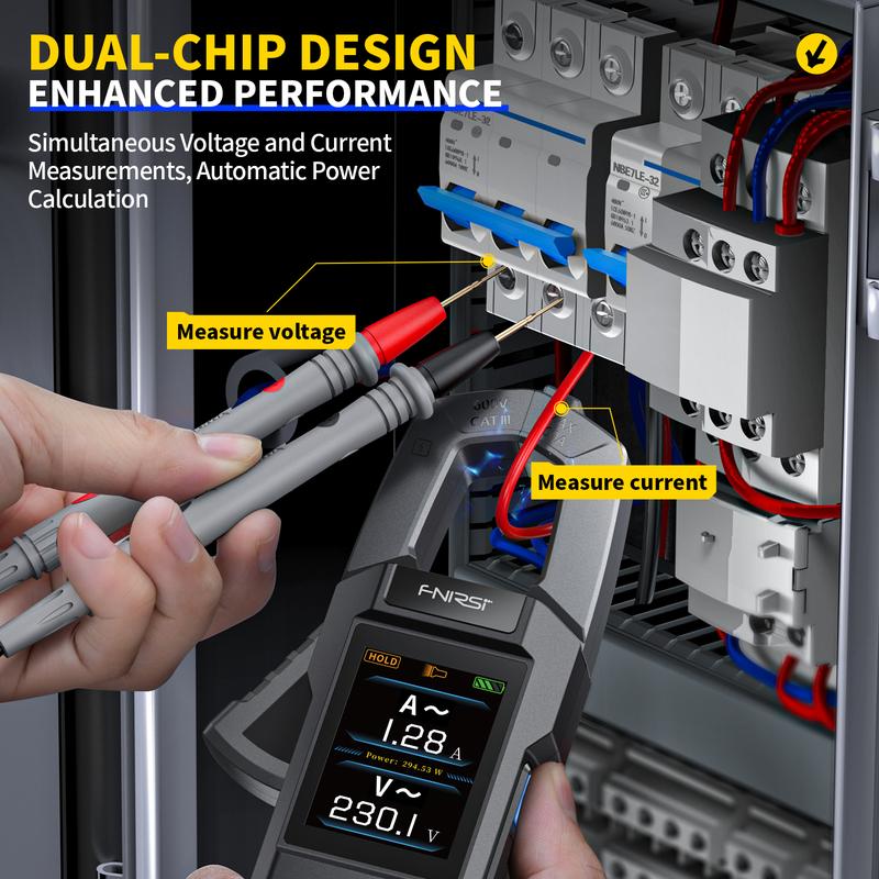 FNIRSI DMC-100 DC AC Current Voltage Clamp Meter USB Charger 10000 Counts 600A Amperimetric Clamp Tester NCV Electrician Tools