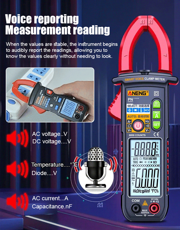 Fully Automatic Clamp Language Multimeter 