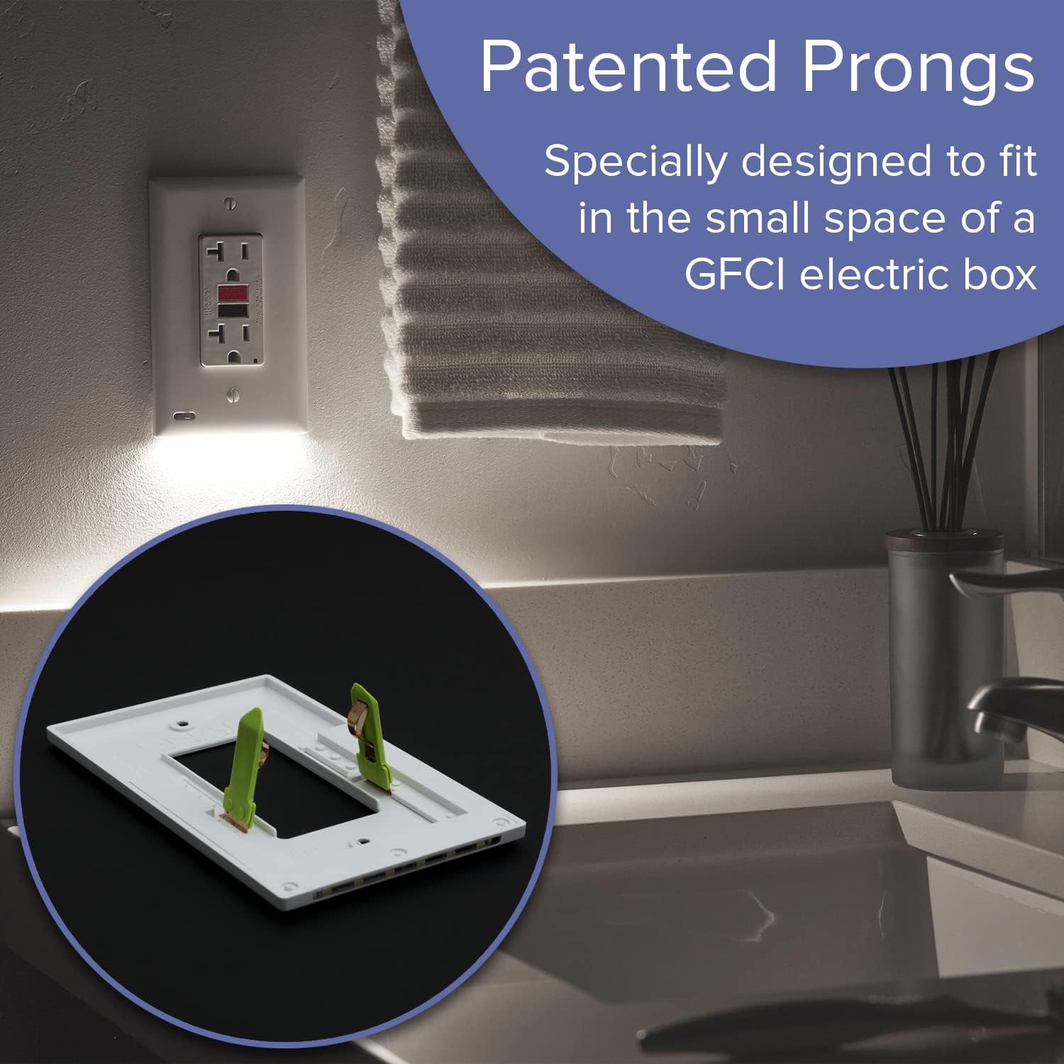 Electrical Outlet Wall Plate with LED Night Light - Automatic On/Off Sensor