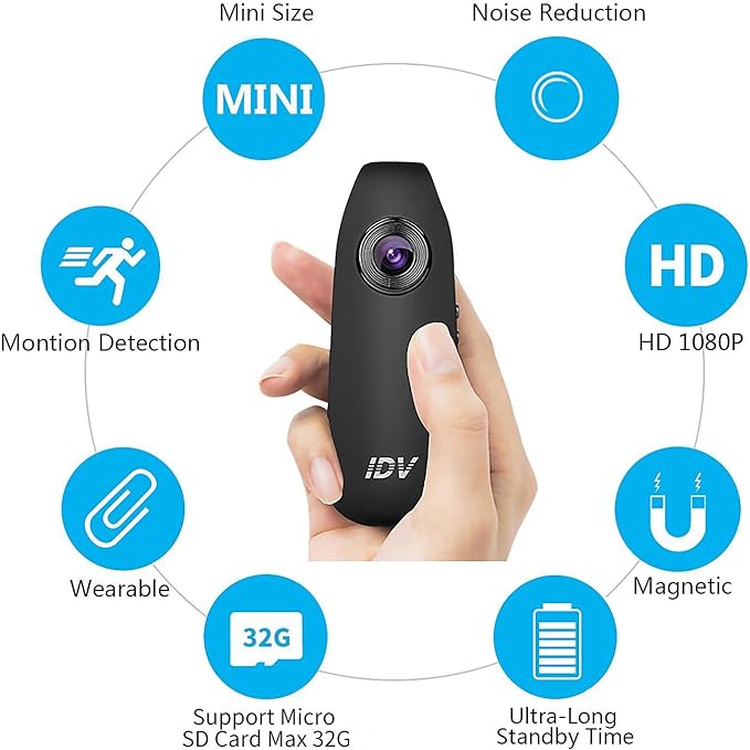 Mini Hidden Spy Camera, Small Security Camera,Voice Recorder, Portable Clip Camera with Full HD 1080P for Home and Office, Motion Detection