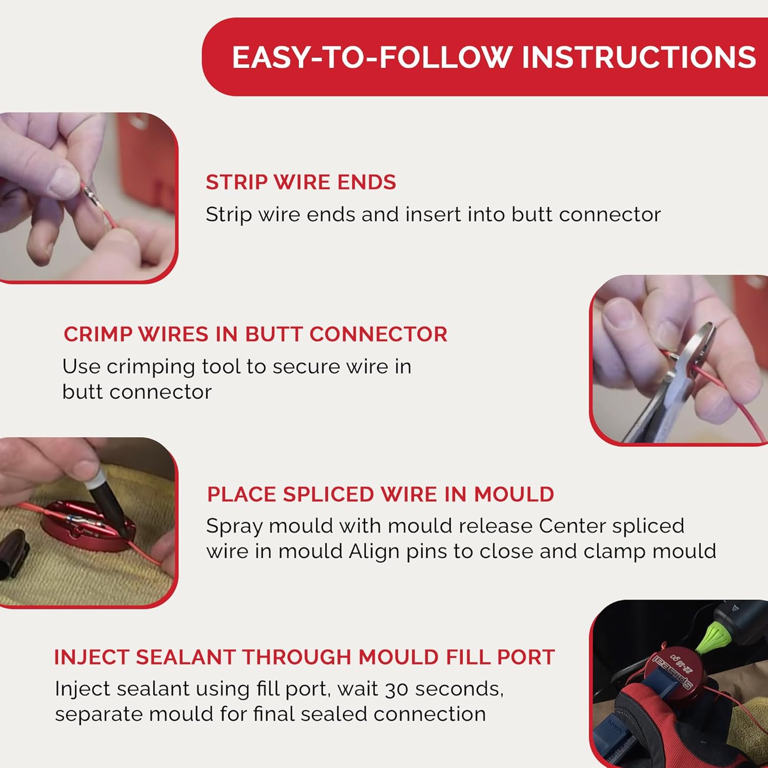 Butt Connector Molds 3-Pack - Easy to use, corrosion resistant, long lasting, sealed connection for added safety