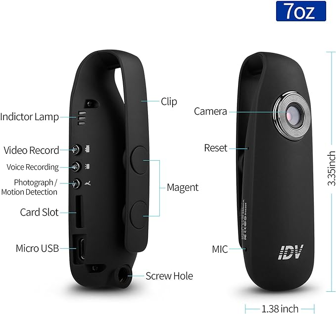 Mini Hidden Spy Camera, Small Security Camera,Voice Recorder, Portable Clip Camera with Full HD 1080P for Home and Office, Motion Detection