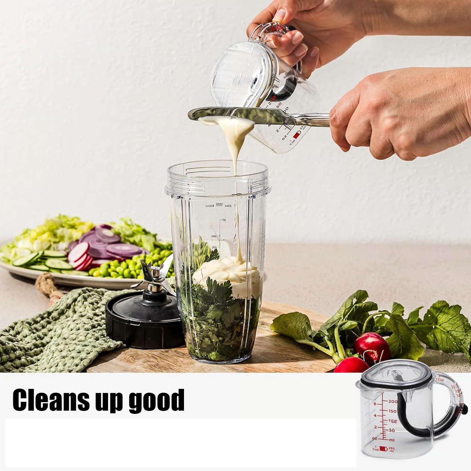 All-in-1 Adjustable Measuring Cup, 4 in 1 Adjustable Measuring Cup, No Waste DesignAdjustable, Multi-functional MeasuringCup with Seal Base, Easy to Clean, Push-In Measurings Cups