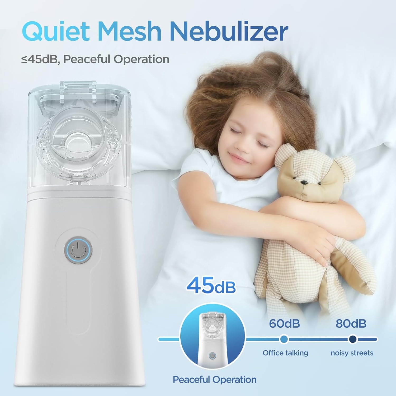 Premium Nebulizer, Ultrasonic Mesh Nebulizer, Ultrasonic Nebulizer with Self-Cleaning Function for Breathing Problems, Used at Home, Office, Travel