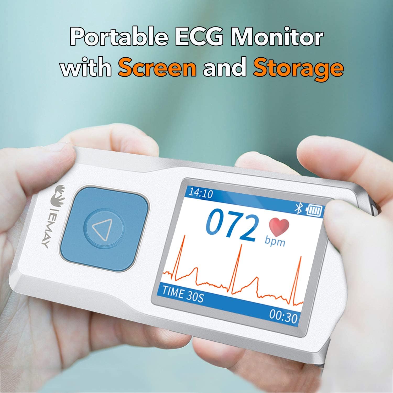 Portable ECG Monitor, Device with LCD Screen and Storage, High-Graded ECG Monitor for Recording ECG and Heart Rate