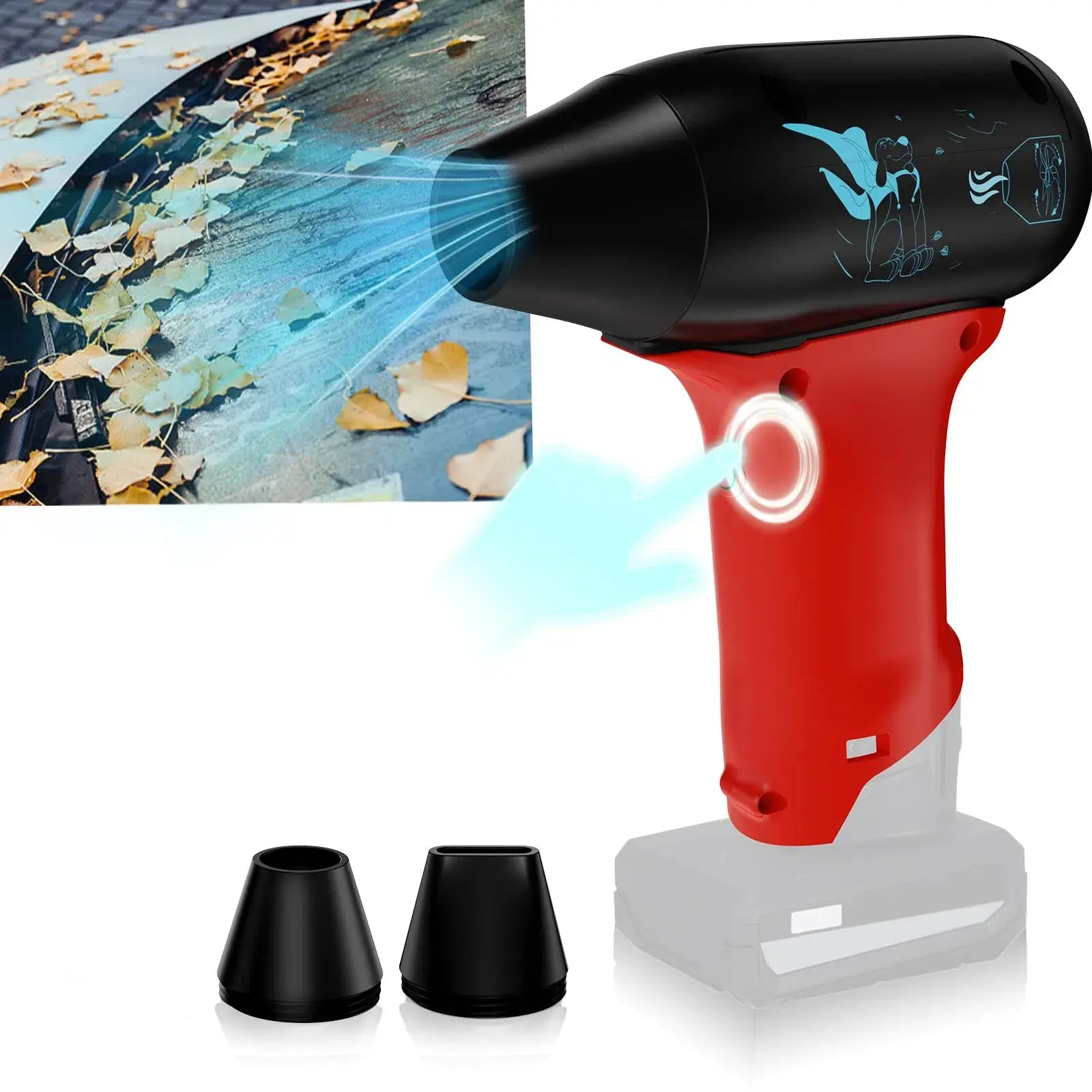 Leaf Blower for Milwaukee12V M12 Battery Cordless Electric Air Duster Mini Jet Blower Portable Violent Fan for Garage,Sawmill Room,Camping BBQ,Wood Workshop Cleaning,Clear Snow