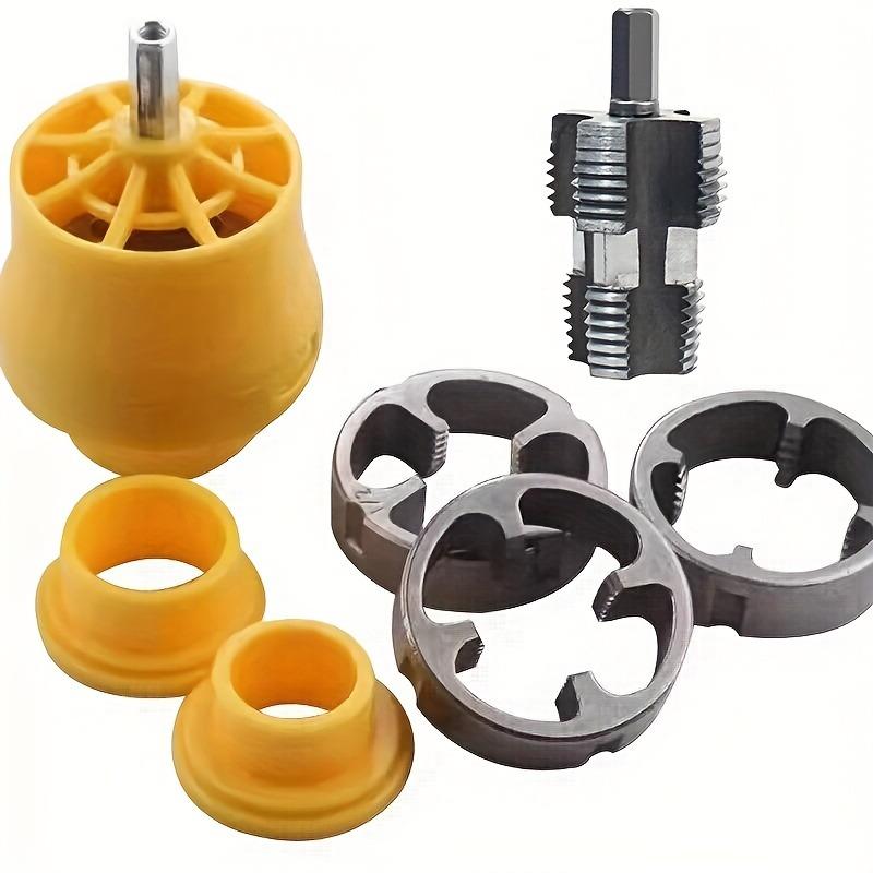 Plastic Pipe Threading Tap Set - Electric Drill Type PVC Pipe Threading Mold with Reusable Tool Set for 1/2", 3/4", 1" Sizes, Includes Gloves