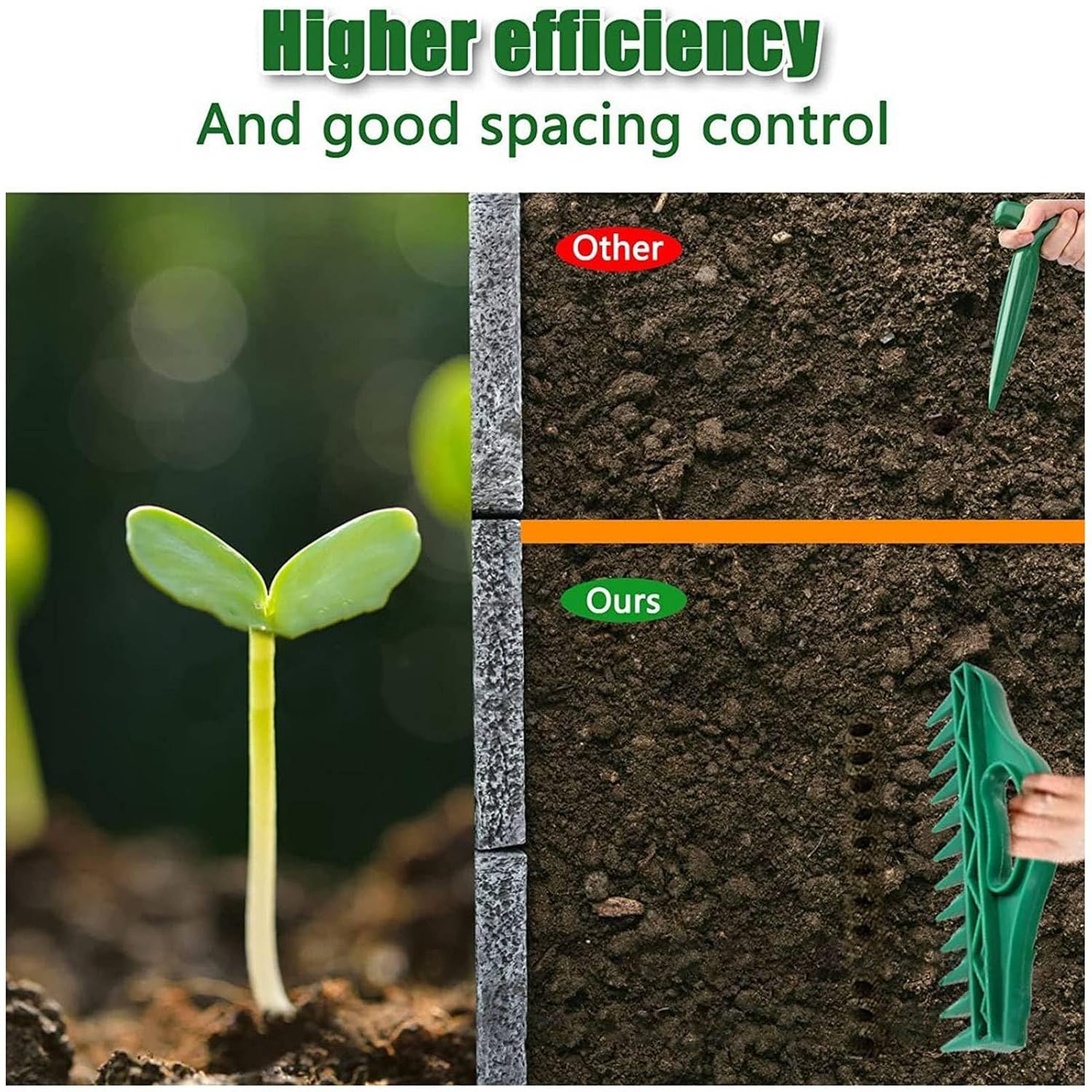 Soil Digger Planter, 12 Holes High-Efficient Soil Digger Planter Garden Sowing Spacer with Adjustable Seeder Dispenser for Planting