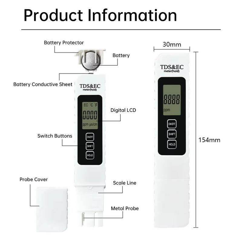 2025 Upgraded 4-in-1 TDS Meter – Digital Water Quality Tester for TDS, EC & Temperature (°C/°F) | 0-9990 ppm Range | Ideal for Drinking Water, RO Systems, Aquariums & Pools