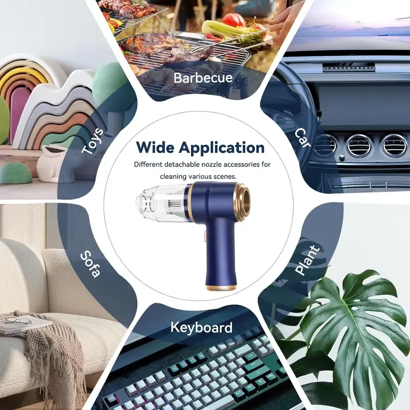 BELBUY Handheld Car Vacuum Cleaner, 19000Pa Vacuum Cleaner and Air Gun, 120W High-Power Wireless Handheld Car Vacuum Cleaner, equipped with two filters and multiple nozzles, suitable for cars, homes, offices, and pets.