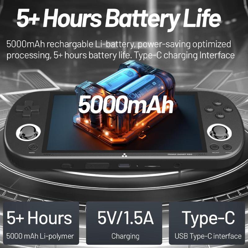 Product Introduction of TRIMUI Smart Pro Handheld Game Console, Rechargeable 4.96 Inch IPS Screen Game Console, A133P Processor Game Console with 1280*720 Resolution, Gaming Console, Handheld Gaming Console 4