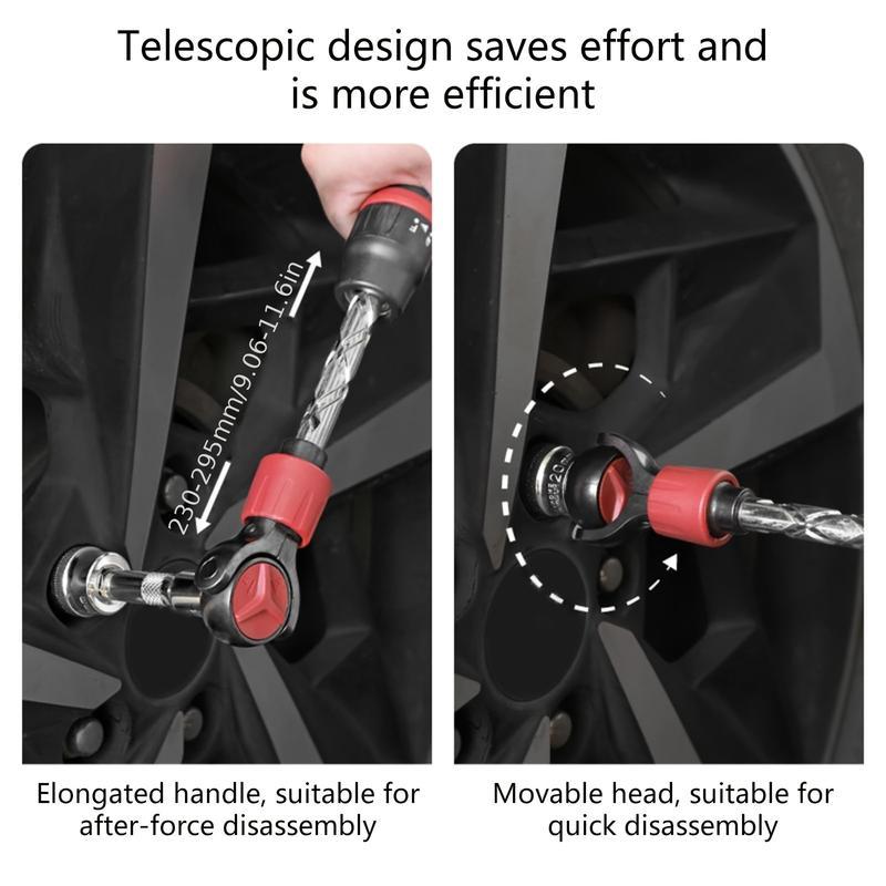 3/8" Drive 72-Tooth Adjustable Ratchet Wrench with Quick-Release Reversible Switch - Ergonomic Red & Black Handle, Heavy-Duty Steel Construction for Tight Spaces, Automotive & DIY Projects, Automotive Tool, Sleek Tool Design, Durable Tool Construction