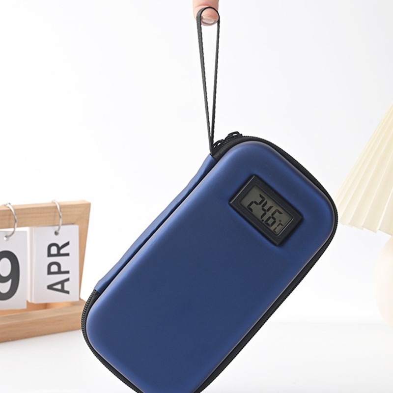 Insulin cooler bag with temperature display for travel