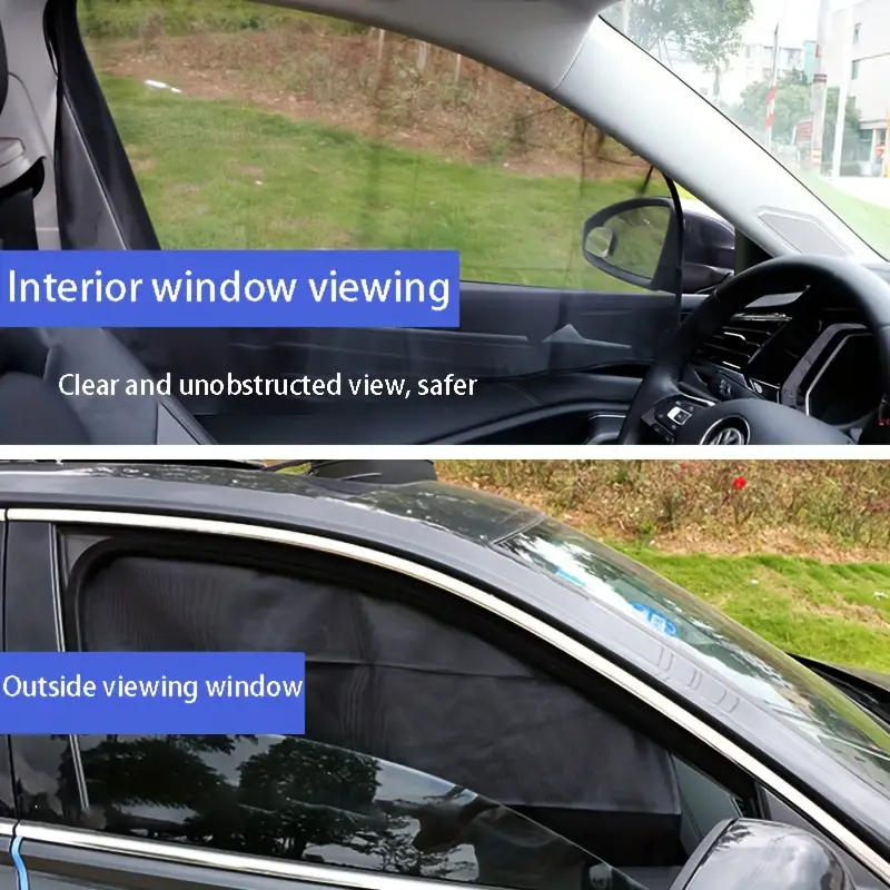 magnetic car sunshade curtains set polyester mesh fabric details 2