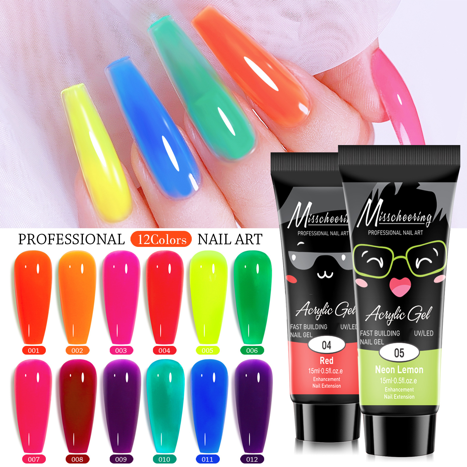 Nail Art Crystal Fluorescent Extension Gel (with free nail art tools)