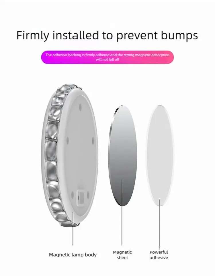 Product Introduction of LED Atmosphere Lights for Cars - 16 Color Interior Lighting Kit with Magnetic Base Easy Install for All Cars Family Night Light Car Ceiling Decorative Reading Lights Voice Activated 17