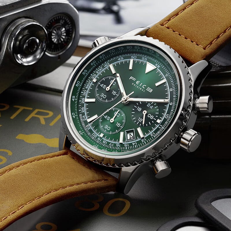 FEICE FK812 Mens Watches Multifunction Chronograph Waterproof Date Analog Quartz Watch