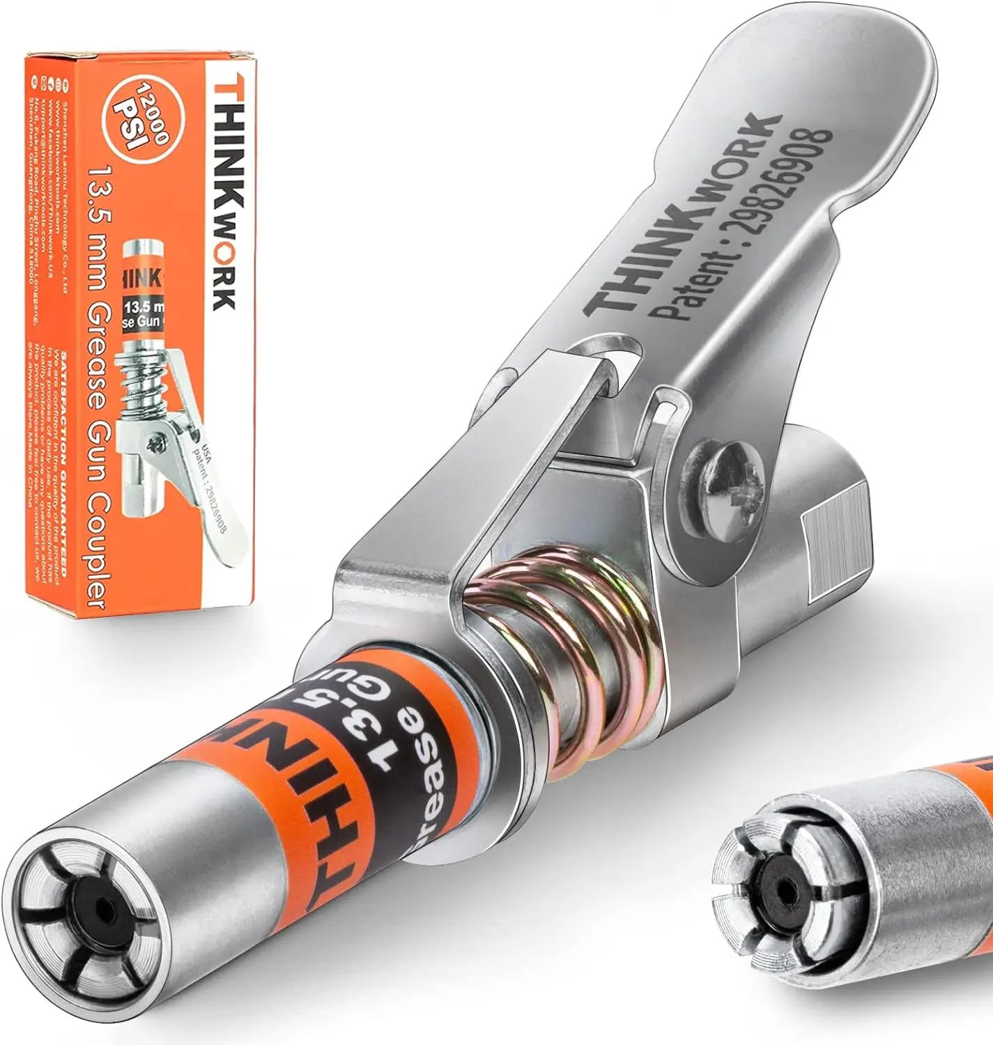 THINKWORK Grease Machine Coupler Set, Strong Lock on Greases Machine Couplers with 90° Grease Coupler Adaptor,12000 PSI Quick Release Grease Coupler Compatible with All Grease 1/8" NPT Grease Fitting