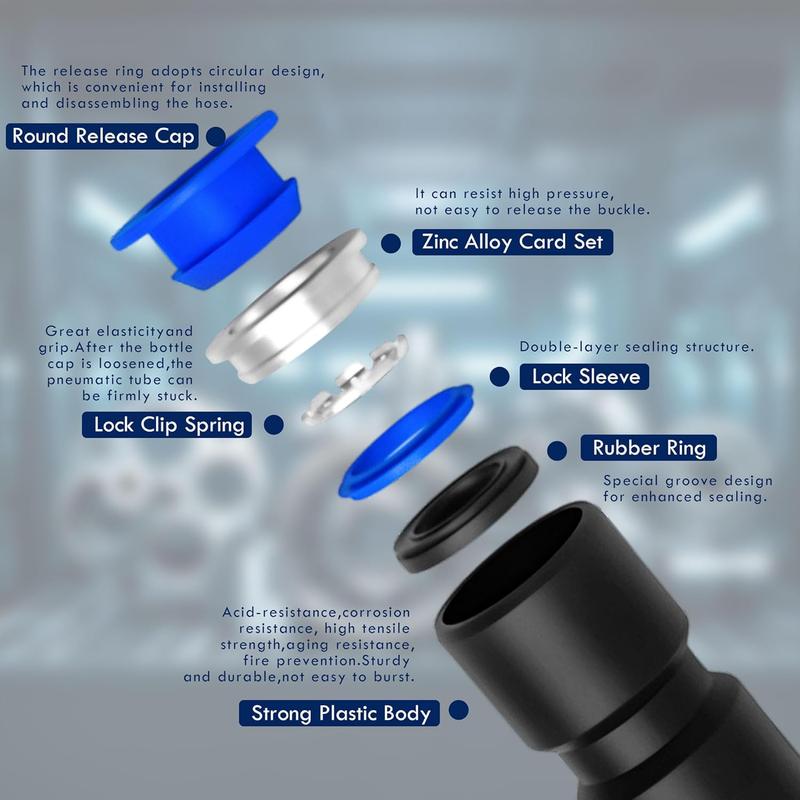 100 count Push to Connect Fittings Pneumatic Air Line 4 6 8 10 12 mm Straight Push to Link Quick Release Connectors with 1 count Tube