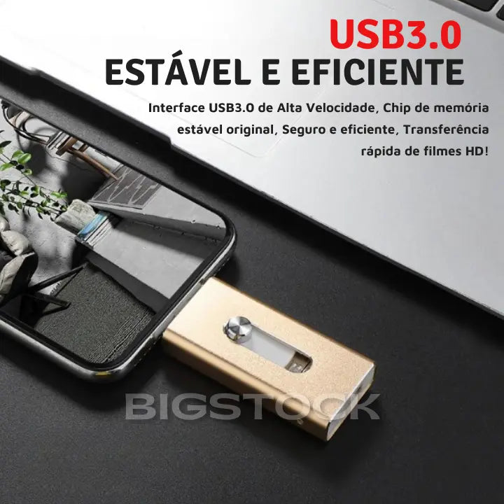 Pen Drive 4 em 1 para Celular BStocker - IOS, Android, USB e Tipo C