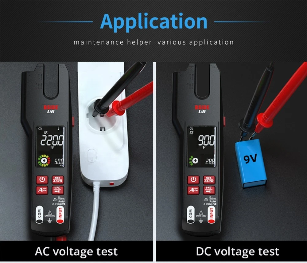 BSIDE U6 U-shaped Infrared Thermometer Multimeter AC/DC Voltage Current Clamp Meter