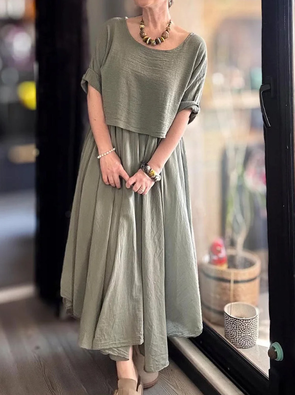 【S-3XL】👗Solid color long skirt set