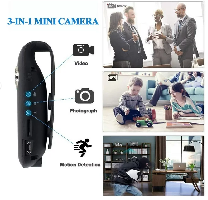 Mini Hidden Spy Camera, Small Security Camera,Voice Recorder, Portable Clip Camera with Full HD 1080P for Home and Office, Motion Detection