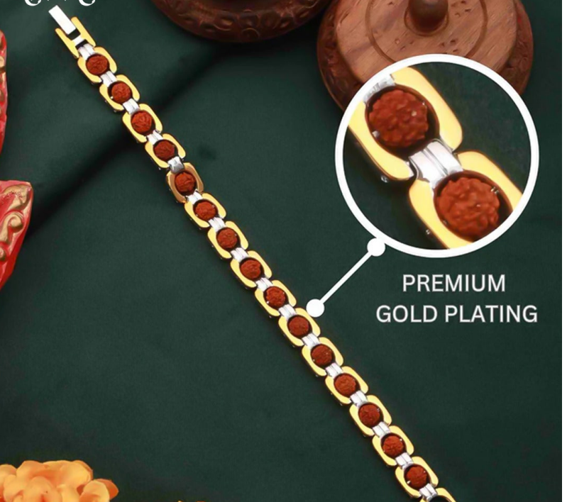 Manimaya Gold Plated DuoTone Rudraksha Bracelet