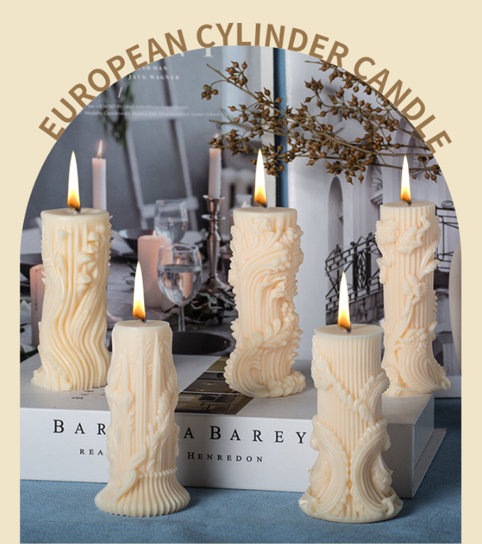 [Copy]Aromatherapy Candle Silicone Mold DIY Handmade Gift-European cylinder