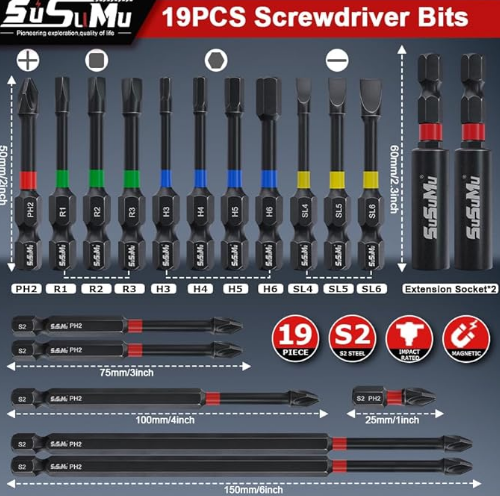Magnetic impact cross drill bit set (39pcs)