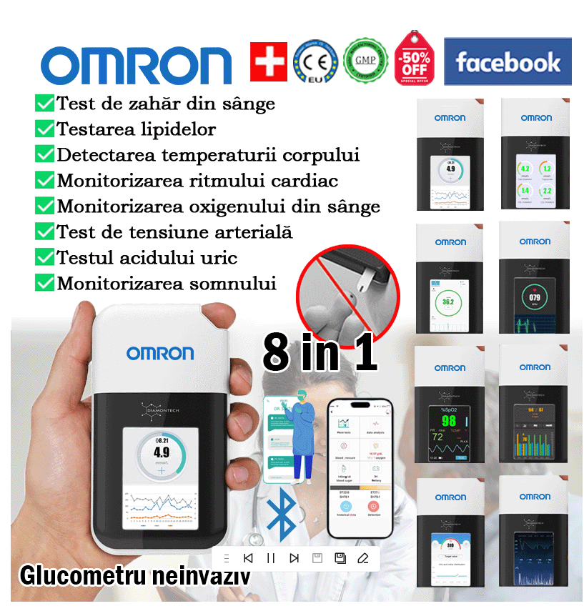  [Japan Import 8 in 1] High precision multi-functional non-invasive blood glucose meter