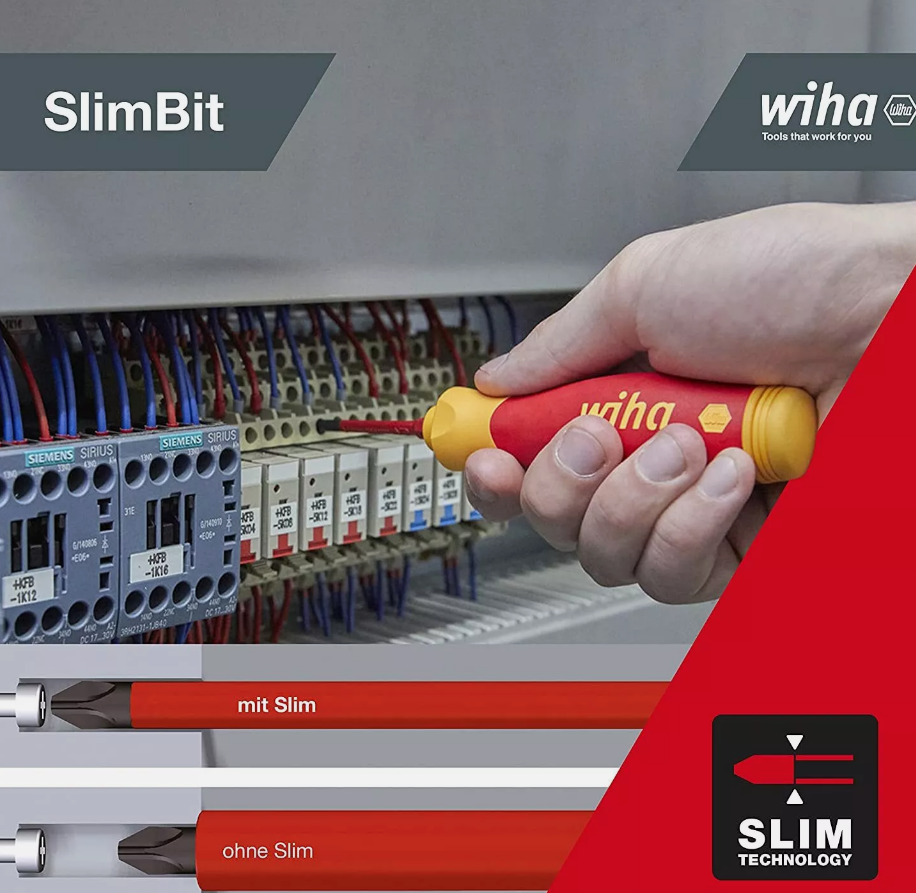 Wiha 28393 7-Piece SlimLine Ultra-Driver Insulated Blade Set Slotted, Phillips