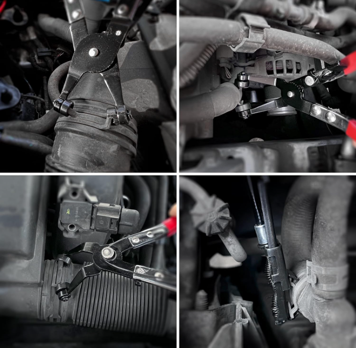 Long reach wire spring hose clamps
