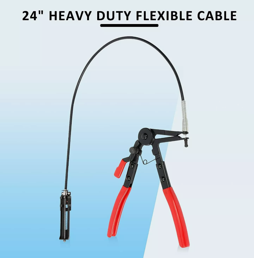 Long reach wire spring hose clamps