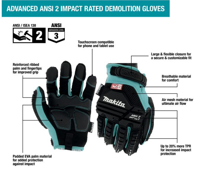 Advanced ANSI 2 Impact‑Rated Demolition Gloves