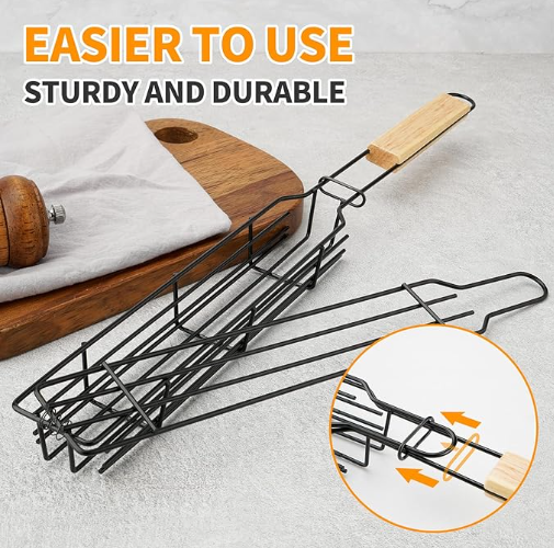 Grilling Basket Set, BBQ Kabob Barbecue Net, Nonstick Barbecue Mesh Sausage Grill Basket