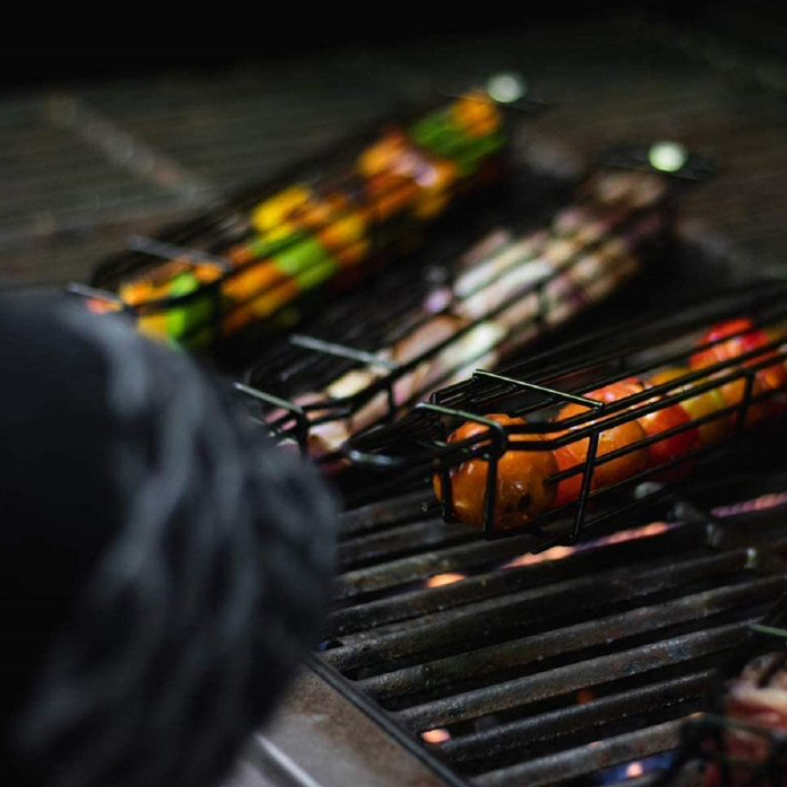 Grilling Basket Set, BBQ Kabob Barbecue Net, Nonstick Barbecue Mesh Sausage Grill Basket