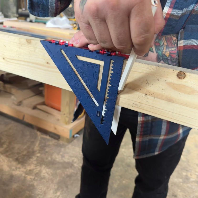 Double-Sided Rafter Square, Metal Strip for Level, Folds Flat