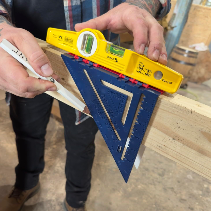 Double-Sided Rafter Square, Metal Strip for Level, Folds Flat