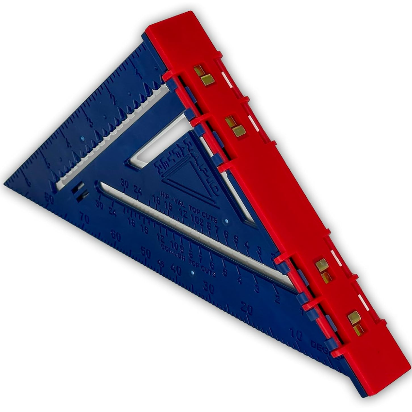 Double-Sided Rafter Square, Metal Strip for Level, Folds Flat