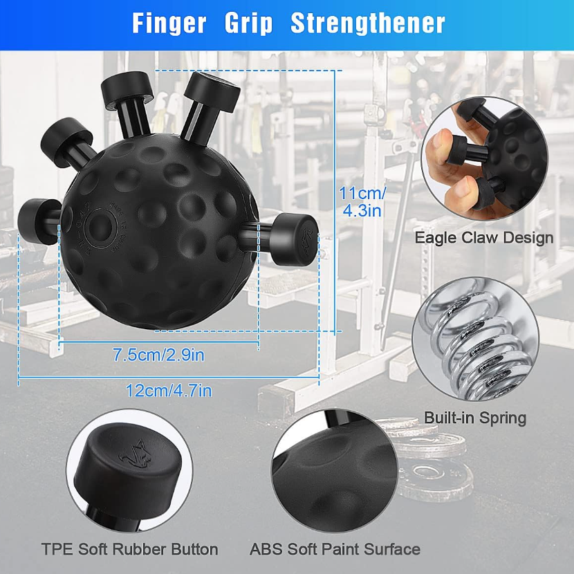 Topretty Finger Grip Strengthener, Gripmaster Hand Exerciser Strengthener with Spring-Loaded